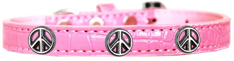 Peace Sign Widget Croc Dog Collar Light Pink Size 10